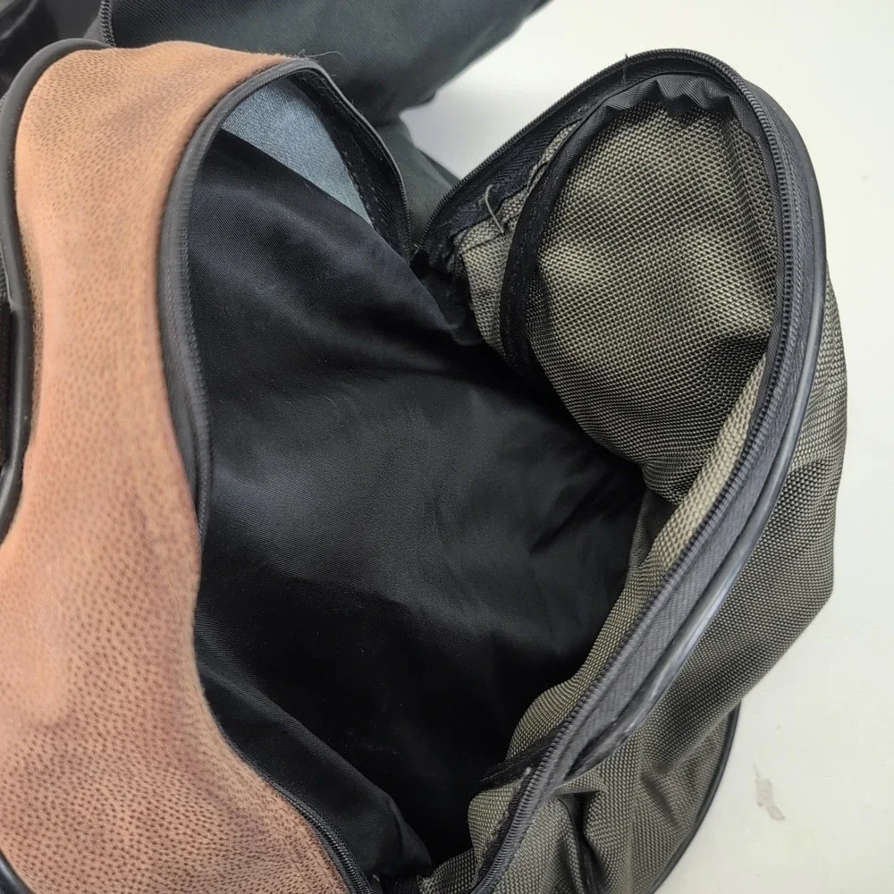 Vintage JEEP Duffle/Travel/Gym Bag 90's‎ Green Canvas Brown Leather Corners EXC
